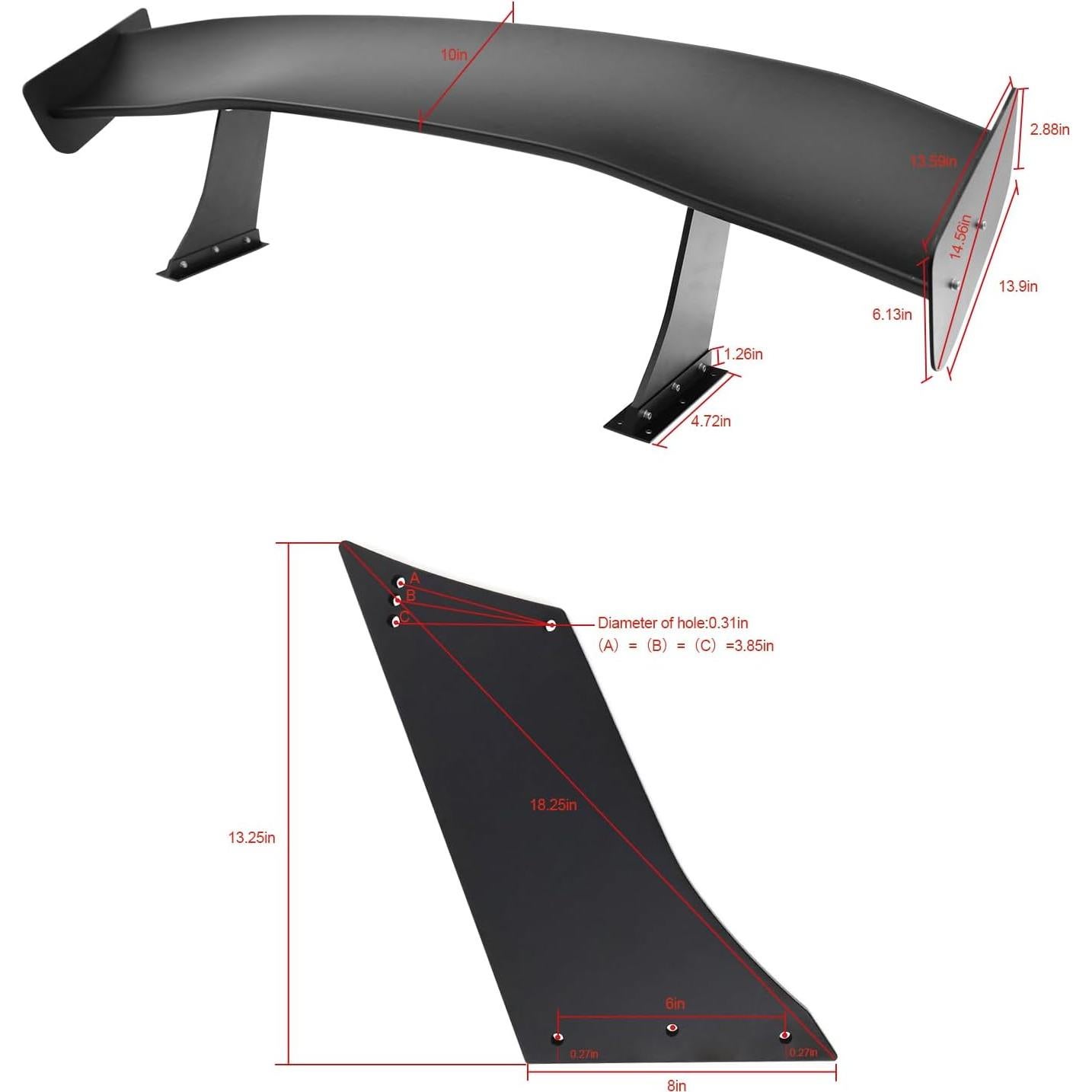 Alerón de Maletero FREEMOTOR802 GTC300 Ajuste Universal 170 cm
