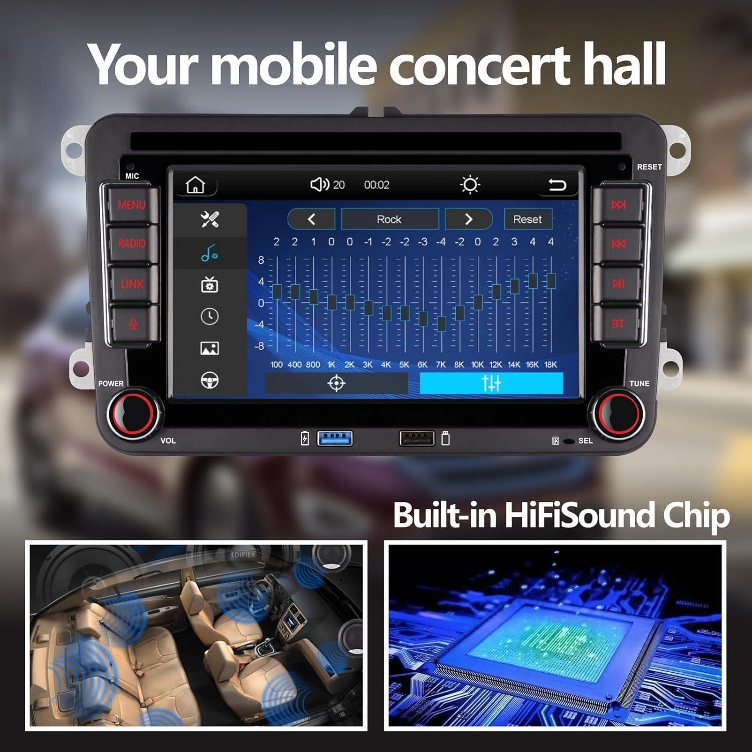 Estéreo Doble DIN LXKLSZ para VW con CarPlay y Android Auto