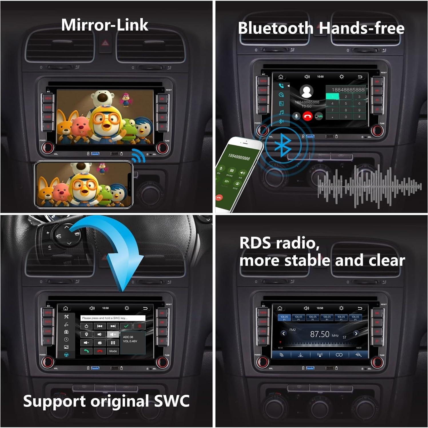 Estéreo Doble DIN LXKLSZ para VW con CarPlay y Android Auto