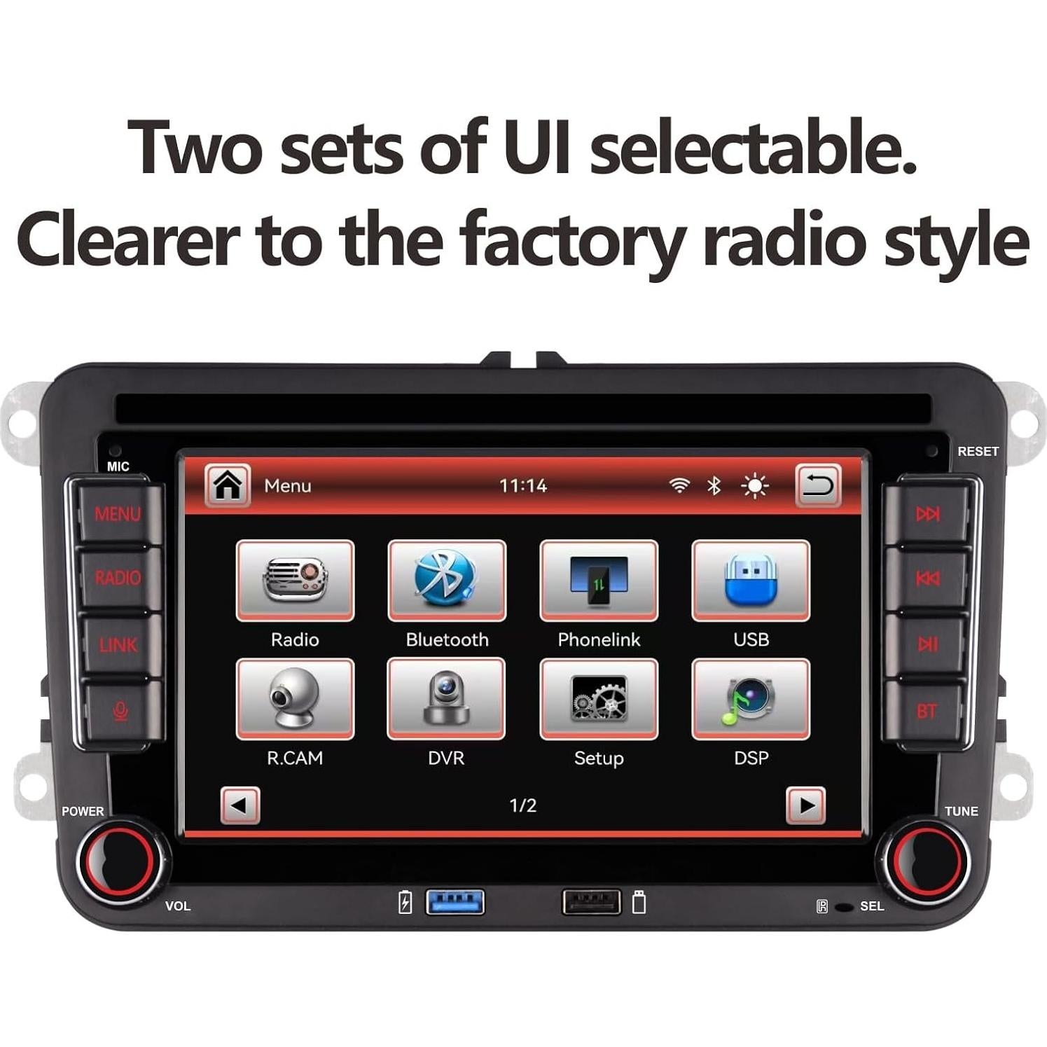 Estéreo Doble DIN LXKLSZ para VW con CarPlay y Android Auto