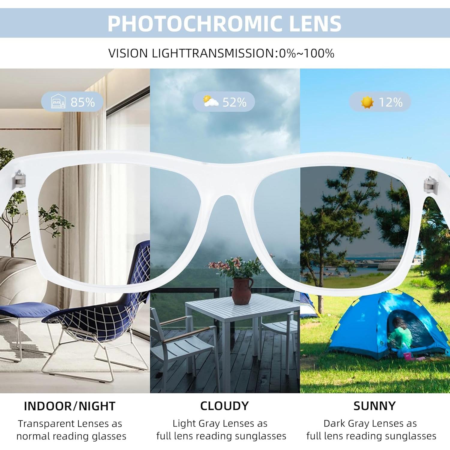 Gafas de lectura fotocromáticas SOPHILY +3.50 con lentes grises