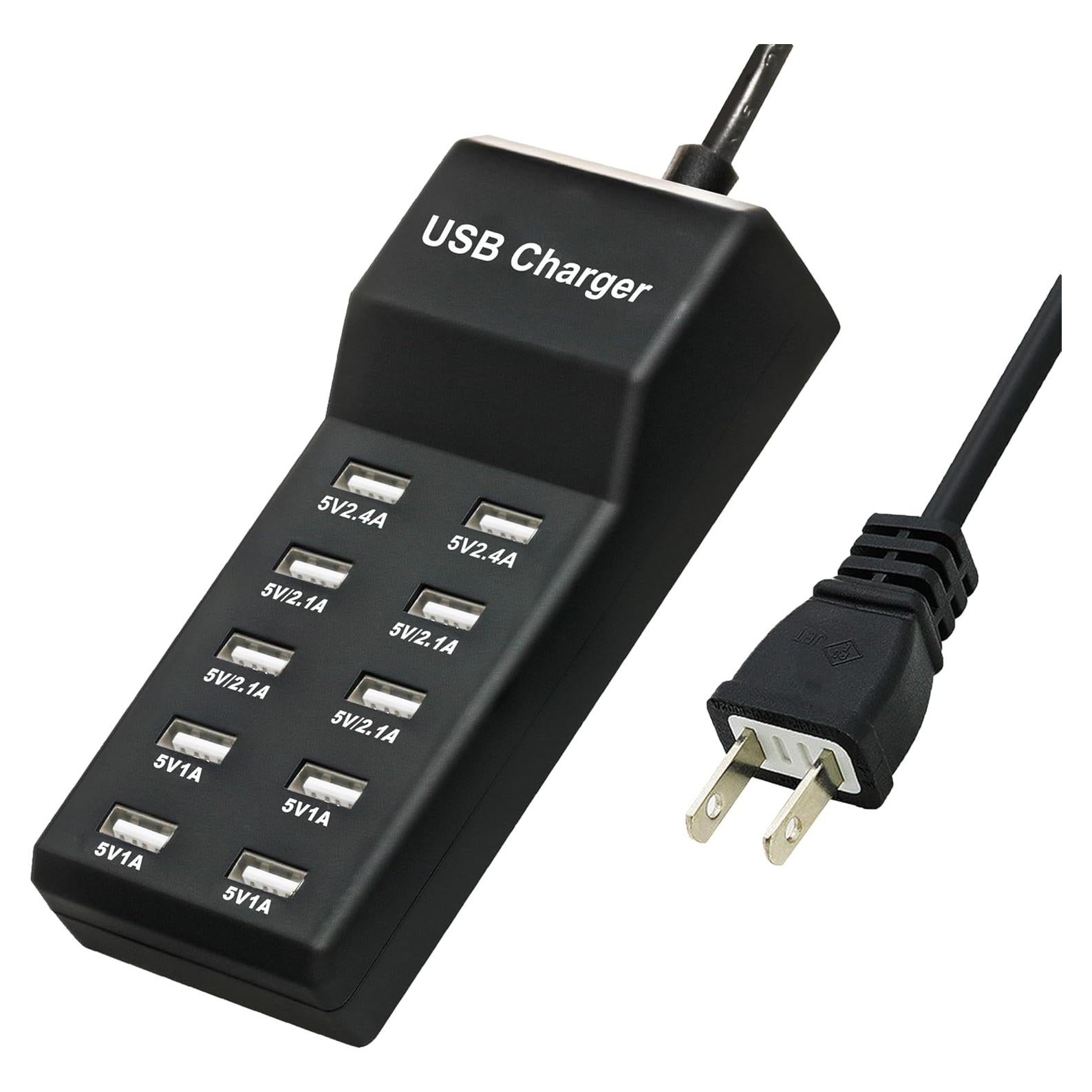Cargador USB 50W Dongguan 10 Puertos Inteligentes Negro