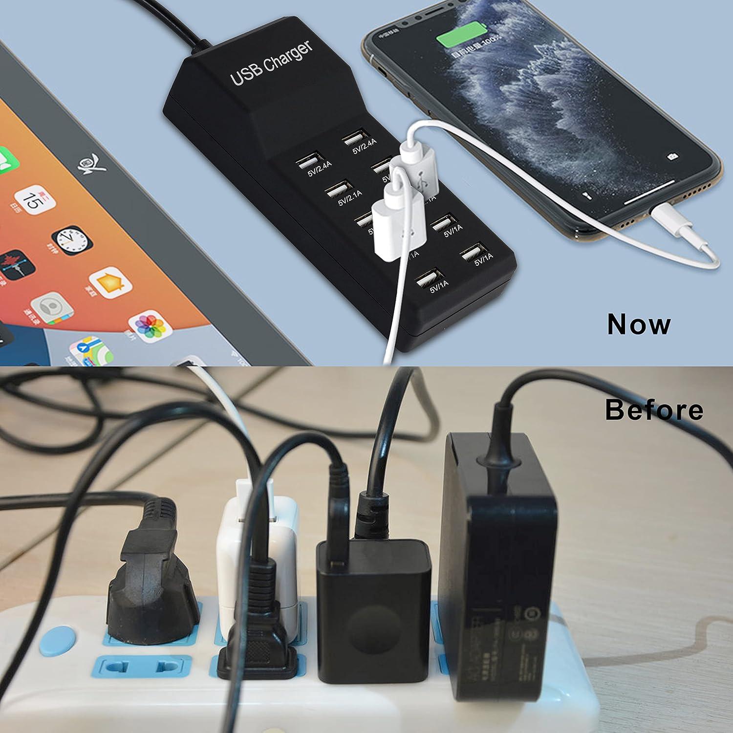 Cargador USB 50W Dongguan 10 Puertos Inteligentes Negro