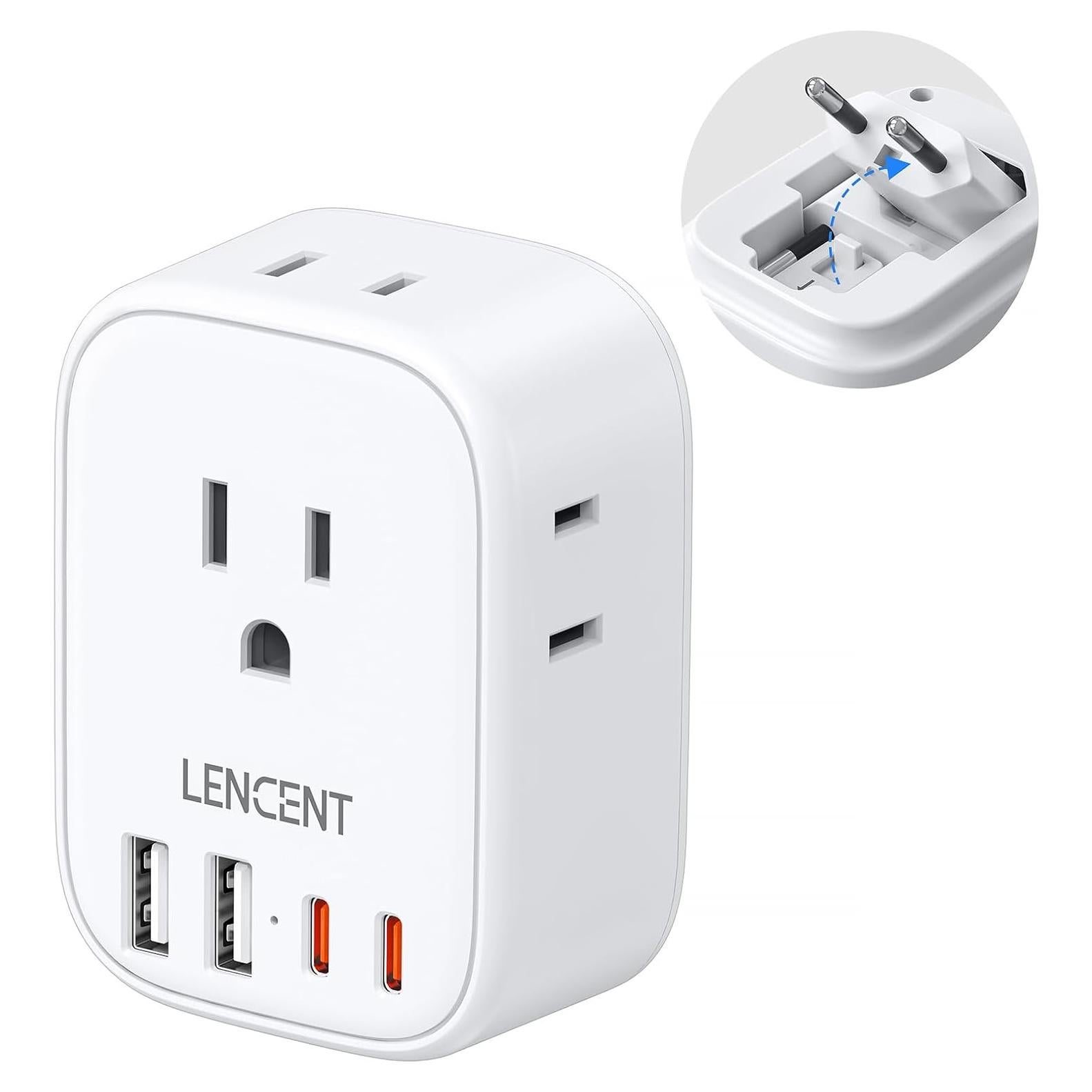 Adaptador de Enchufe de Viaje LENCENT Tipo C 8 en 1