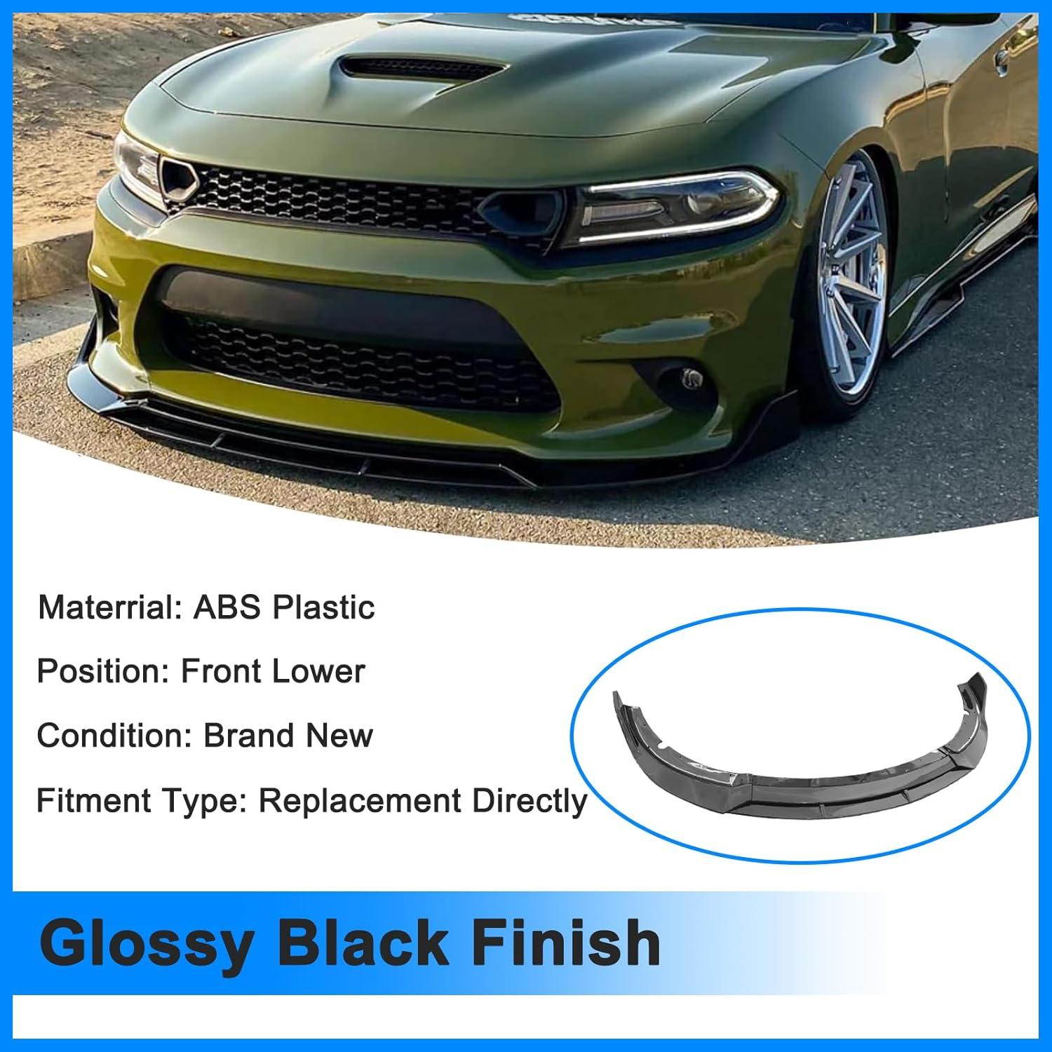 Labio de Parachoques Delantero Negro Brillante Dodge Charger 2015-2023