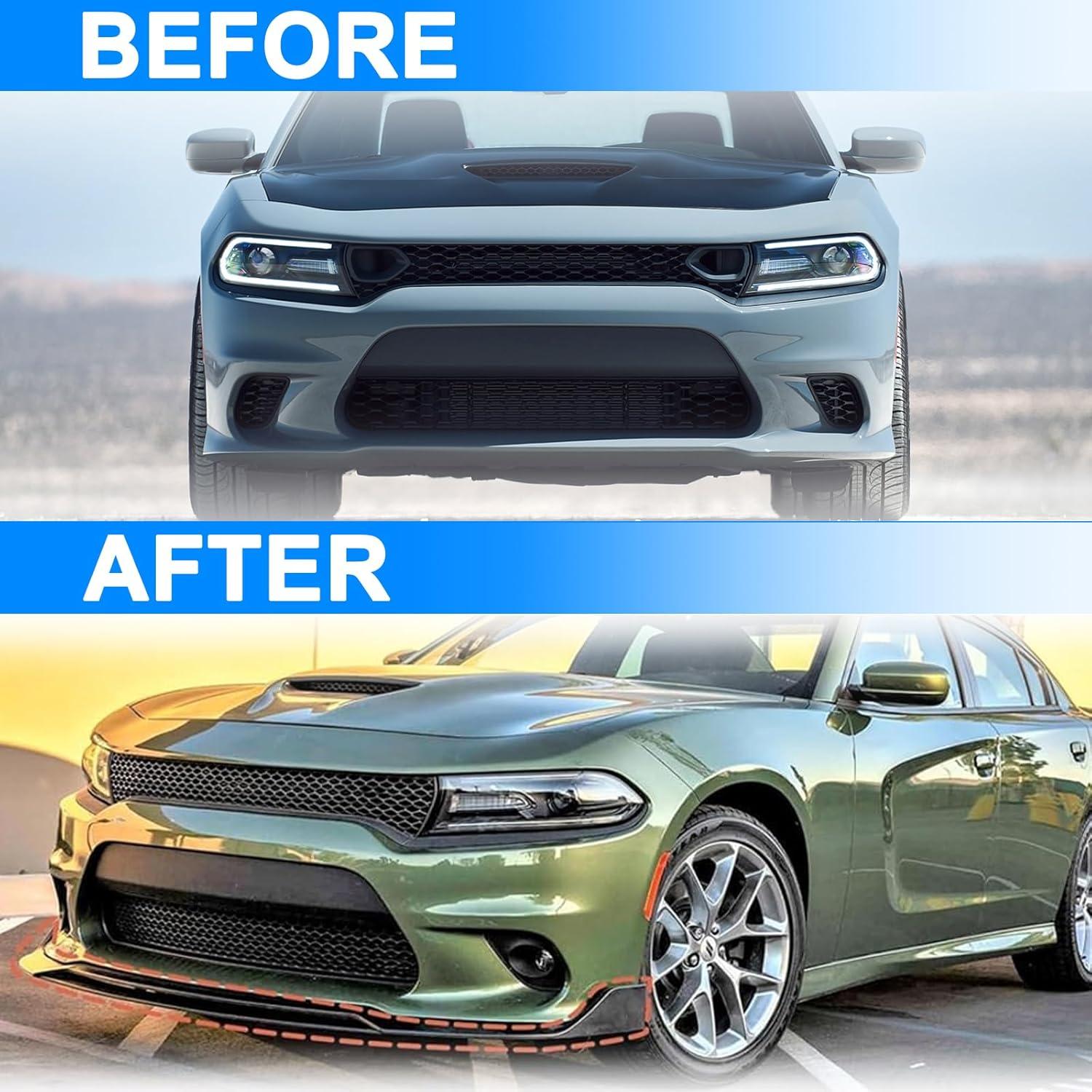 Labio de Parachoques Delantero Negro Brillante Dodge Charger 2015-2023