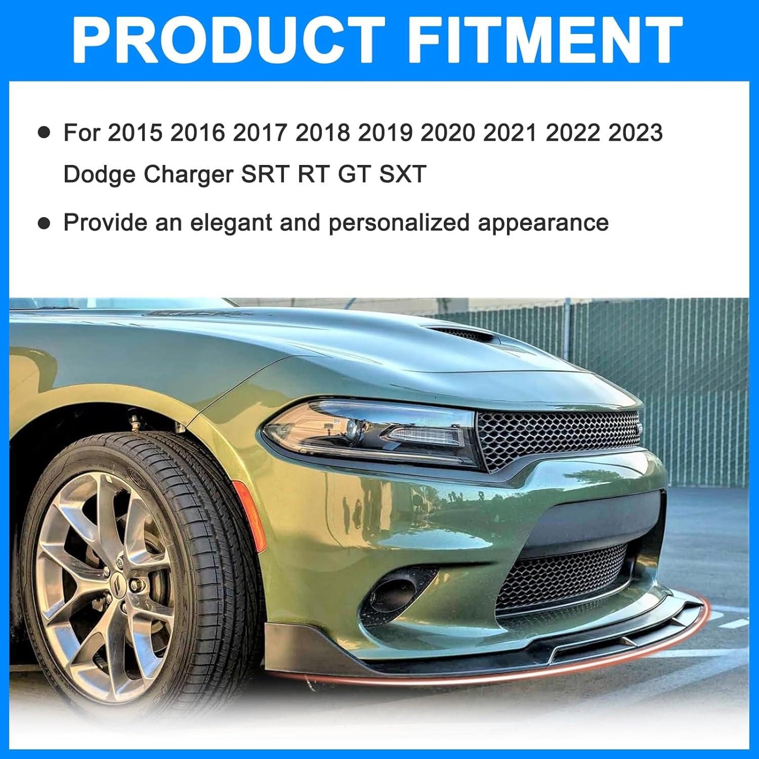 Labio de Parachoques Delantero Negro Brillante Dodge Charger 2015-2023