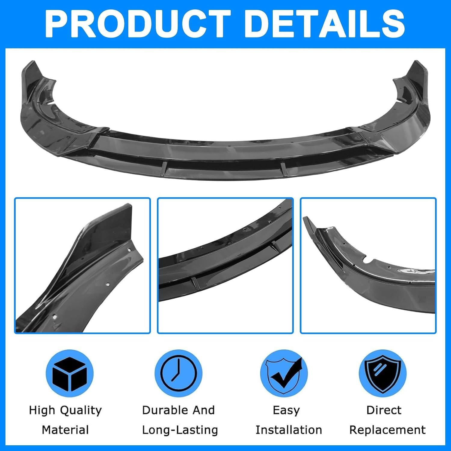 Labio de Parachoques Delantero Negro Brillante Dodge Charger 2015-2023