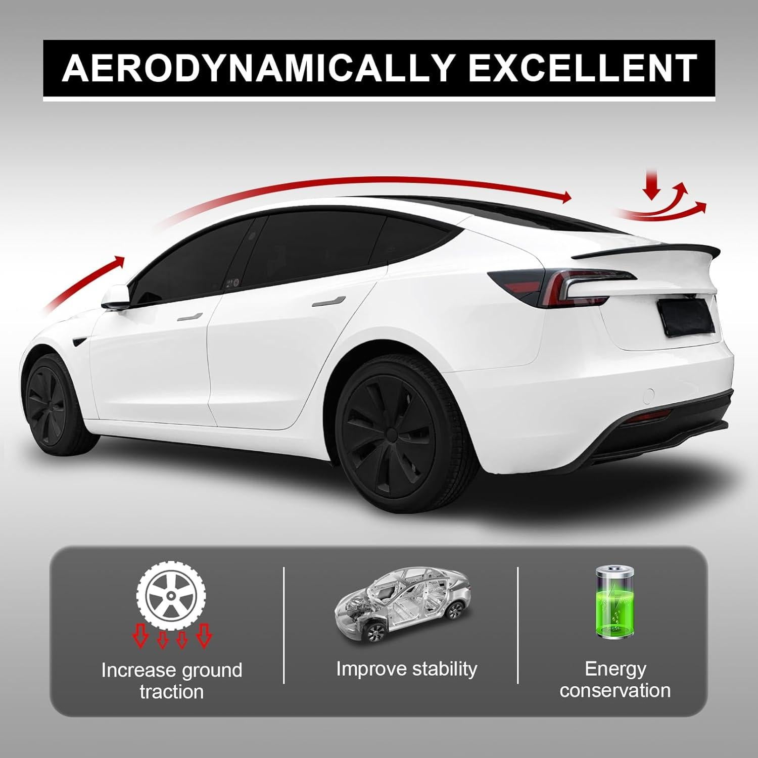 Spoiler trasero Tesla Model 3 2017-2023 ABS Negro Mate