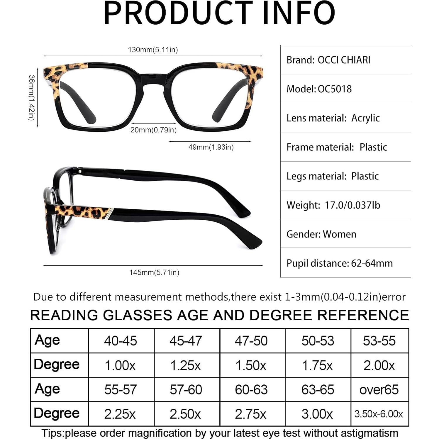 Gafas de Lectura OCCI CHIARI para Mujeres - Lentes 1.0x a 6.0x