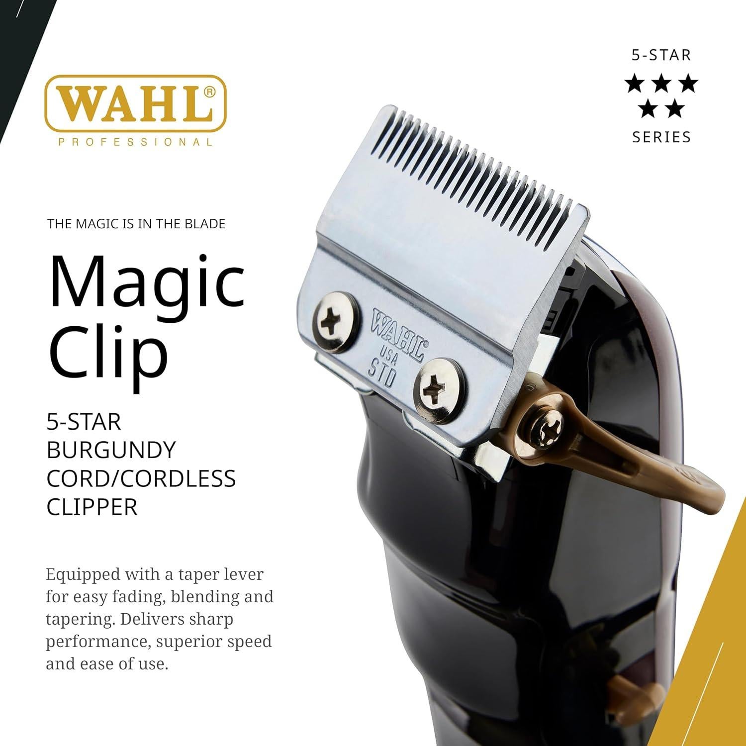 Cortadora de cabello Wahl Professional Magic Clip 5 Star - Borgoña