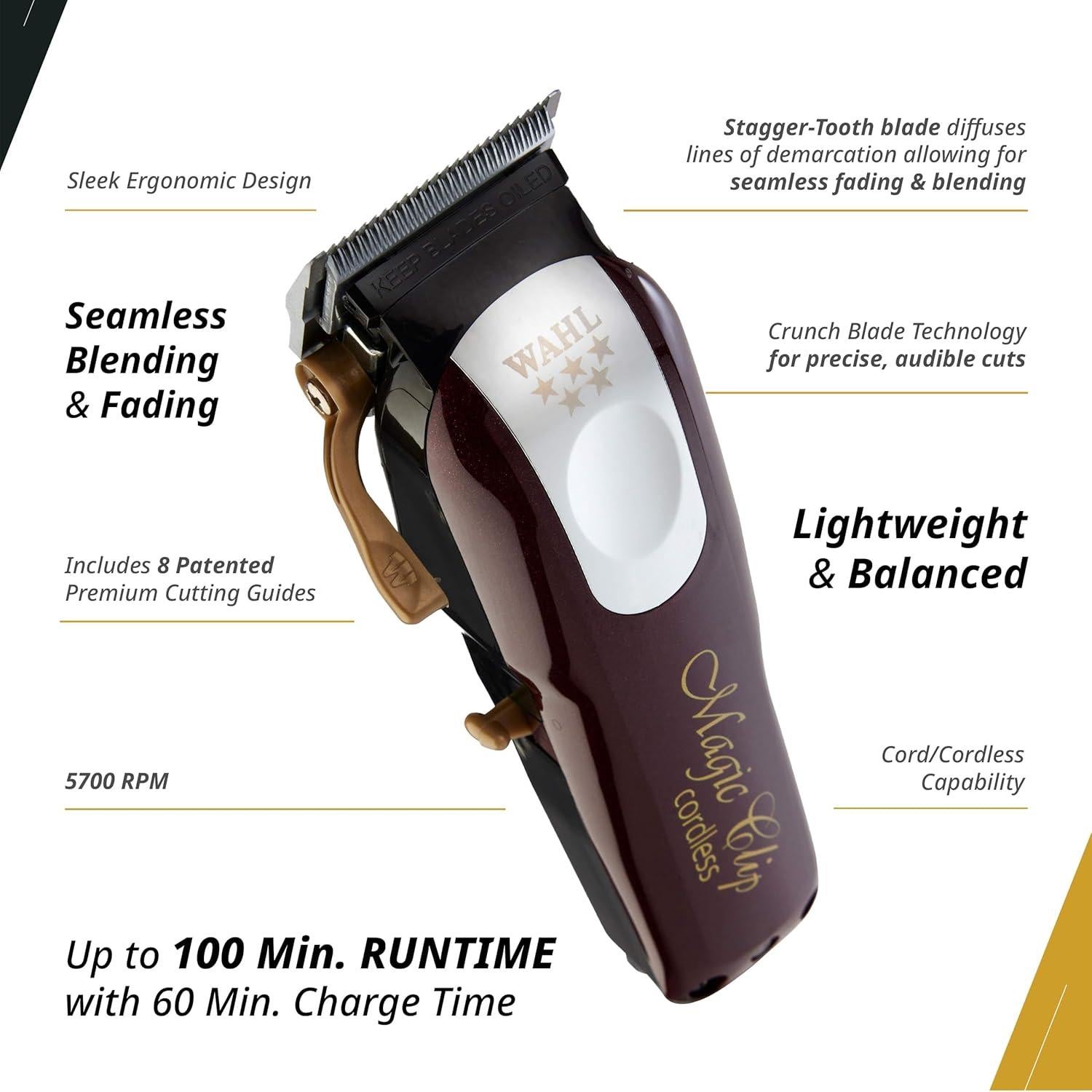 Cortadora de cabello Wahl Professional Magic Clip 5 Star - Borgoña