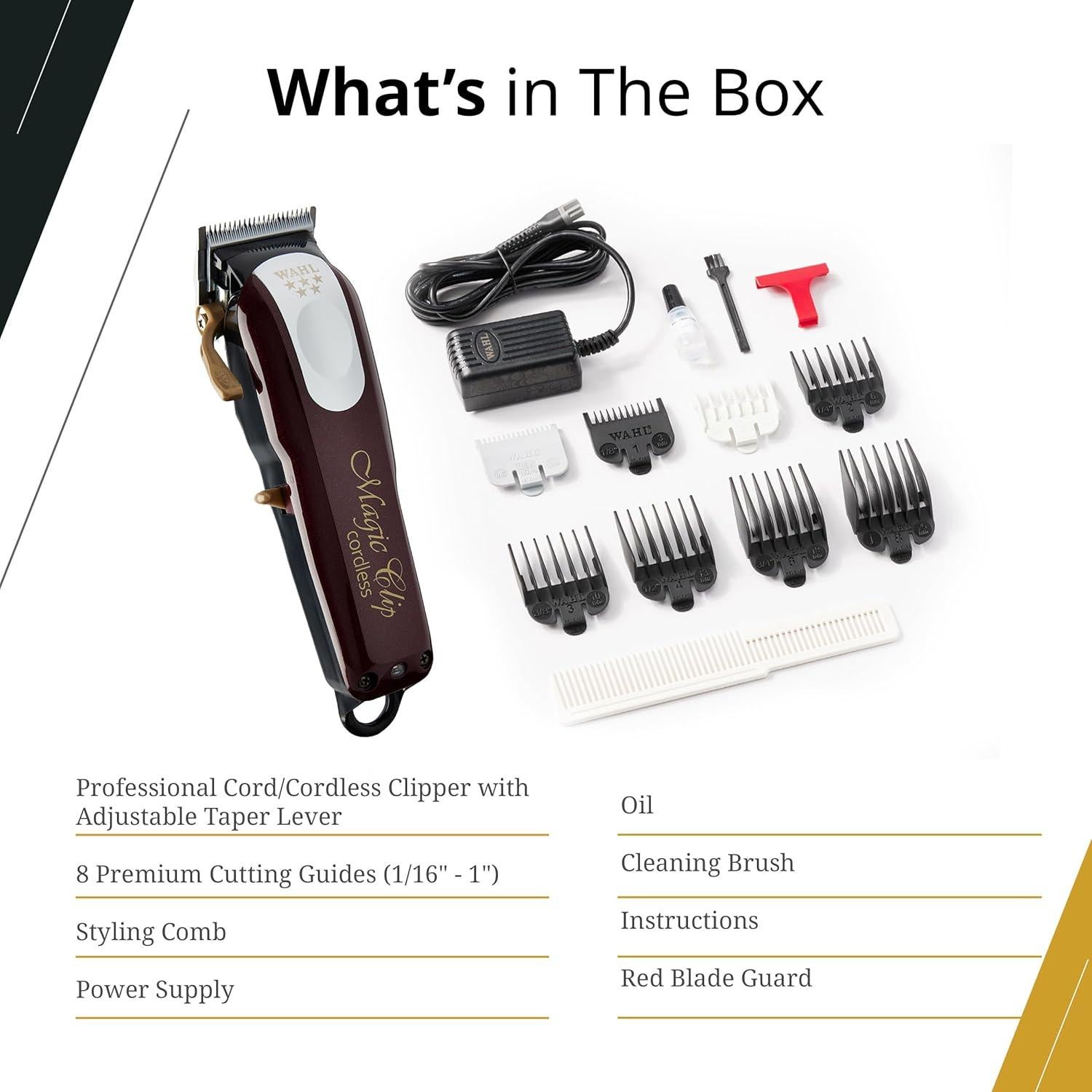 Cortadora de cabello Wahl Professional Magic Clip 5 Star - Borgoña