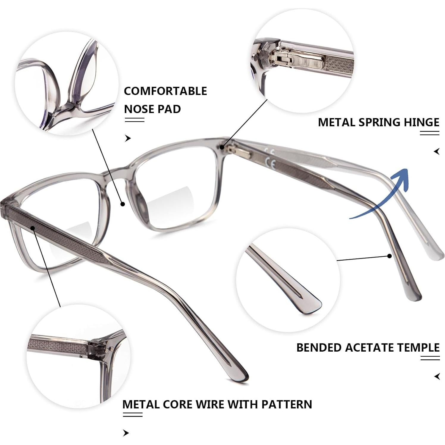 Gafas de lectura bifocales Anti Luz Azul Acetato 1.5x