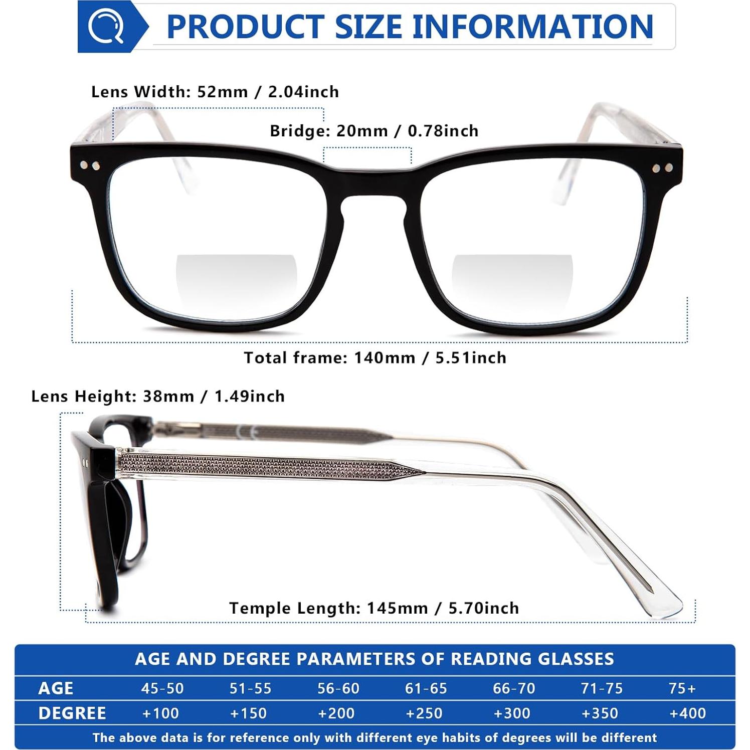 Gafas de lectura bifocales con clip magnético - 1.25x