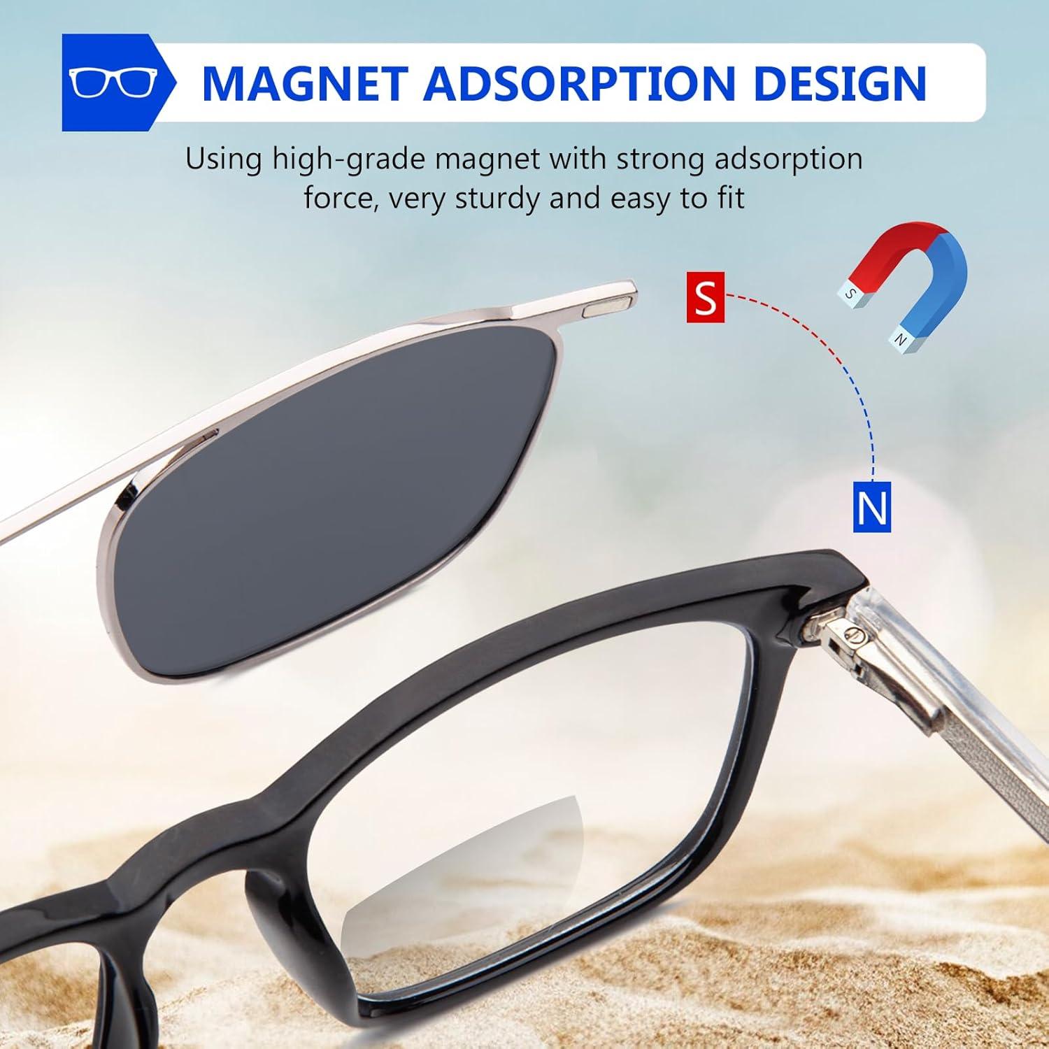 Gafas de lectura bifocales con clip magnético 2.25x