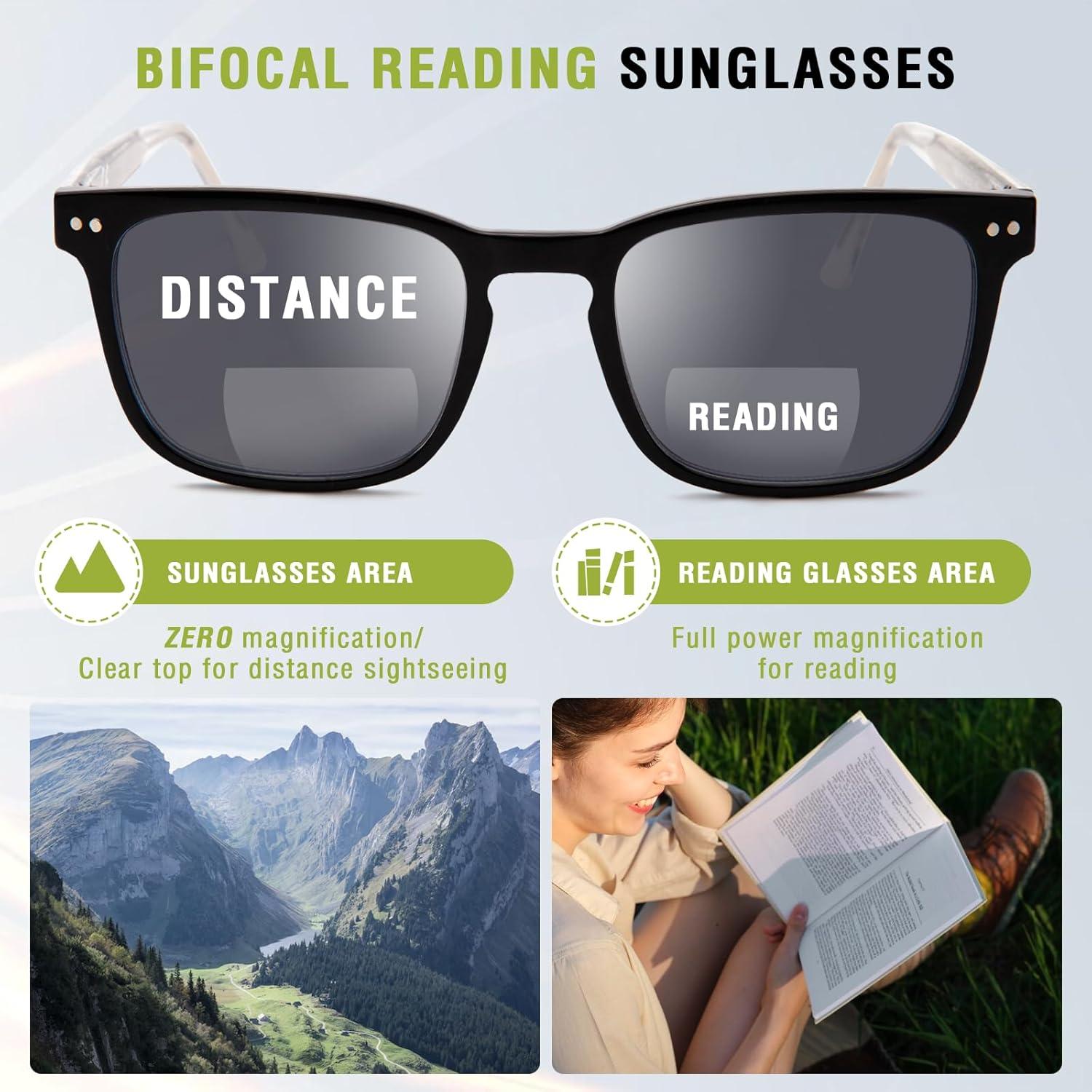 Gafas de lectura bifocales UV400 con marco de acetato