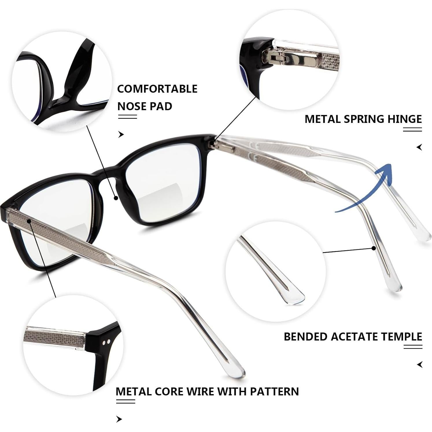 Gafas de lectura bifocales Acetato Anti Luz Azul 2.0x