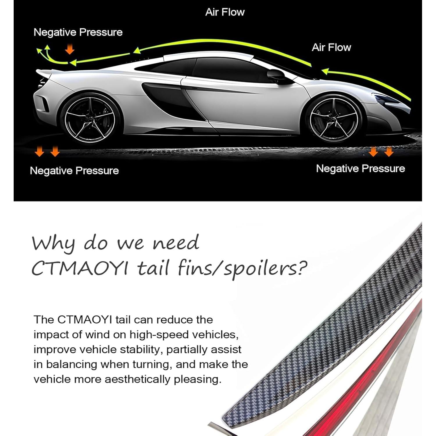 Spoiler Universal CTMAOYI Fibra de Carbono Ajustable 101.6-139.7 cm