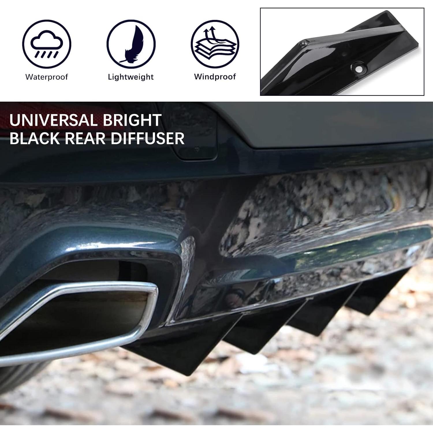 Difusores de Parachoques Trasero Curvos JMTBNO 4 Piezas Negro