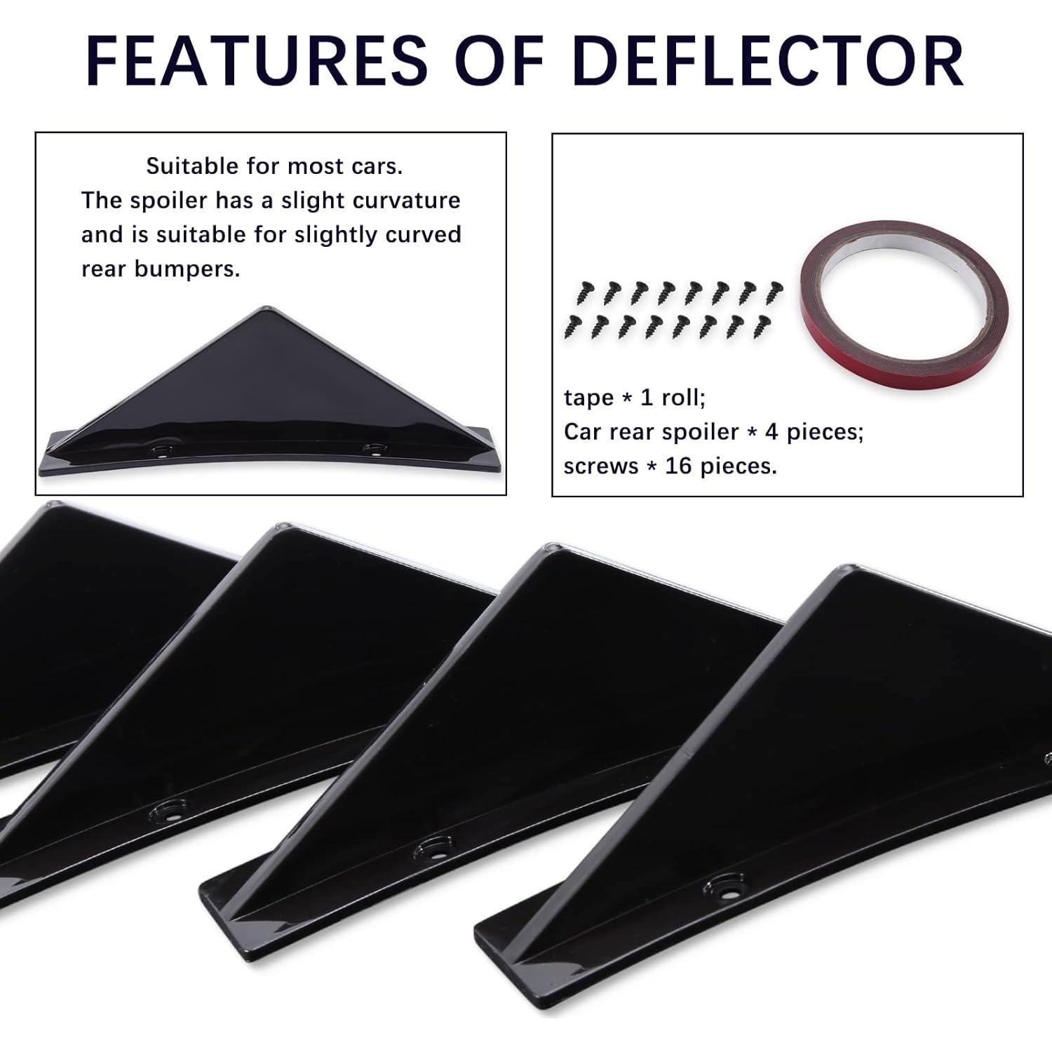 Difusores de Parachoques Trasero Curvos JMTBNO 4 Piezas Negro