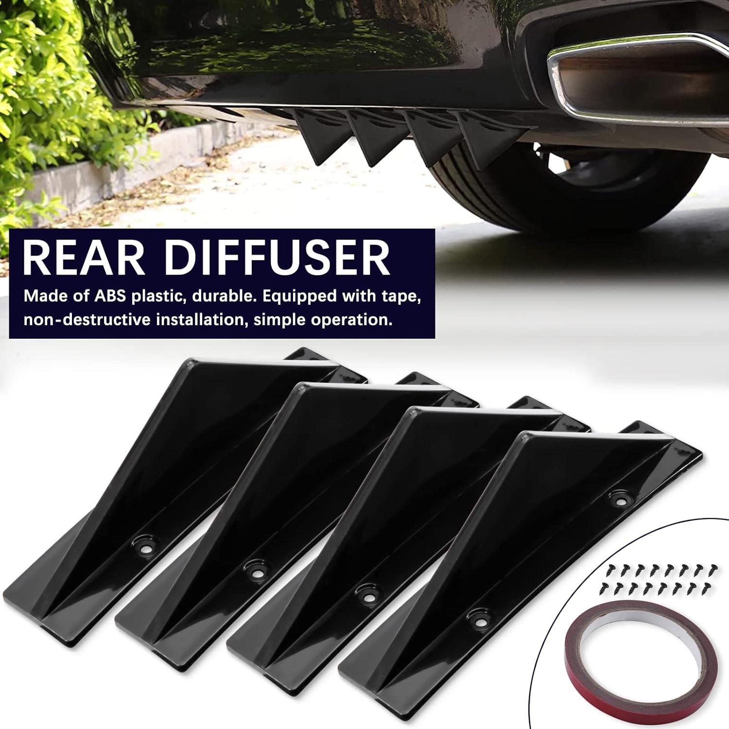 Difusores de Parachoques Trasero Curvos JMTBNO 4 Piezas Negro