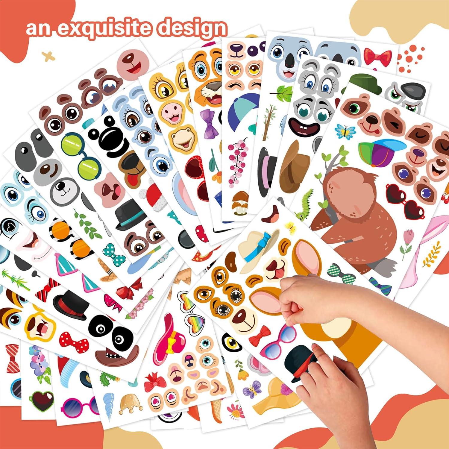 24 Stickers de Animales DUJAA para Crear Caras Divertidas