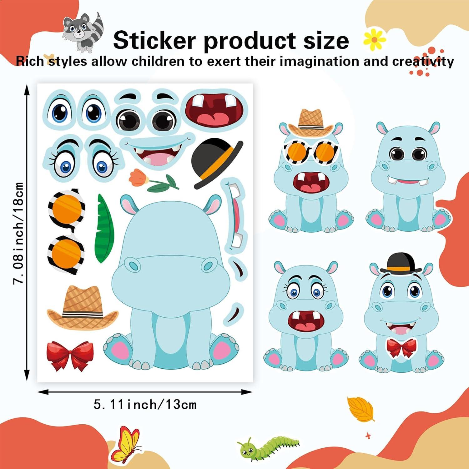 24 Stickers de Animales DUJAA para Crear Caras Divertidas