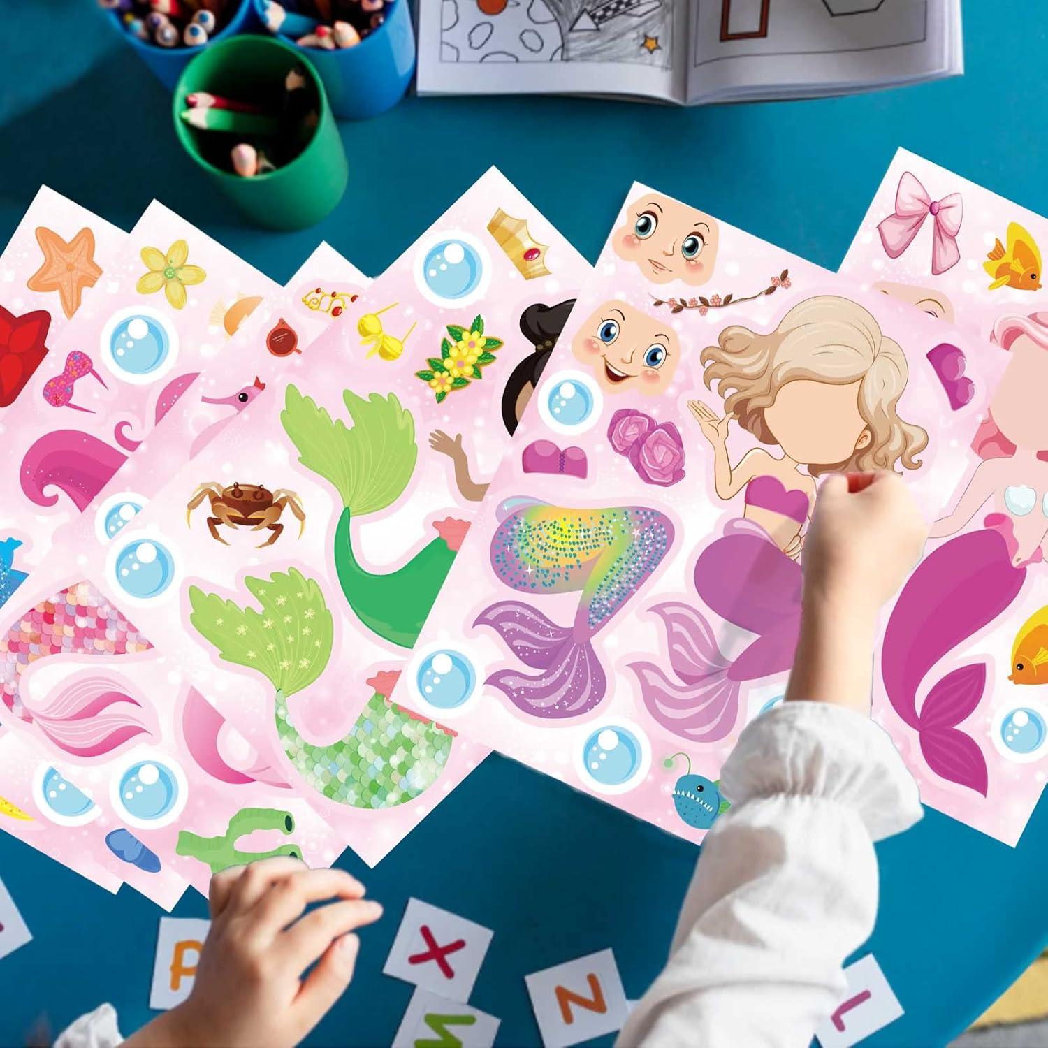 24 Hojas Stickers Sirena DUJAA para Niños y Manualidades