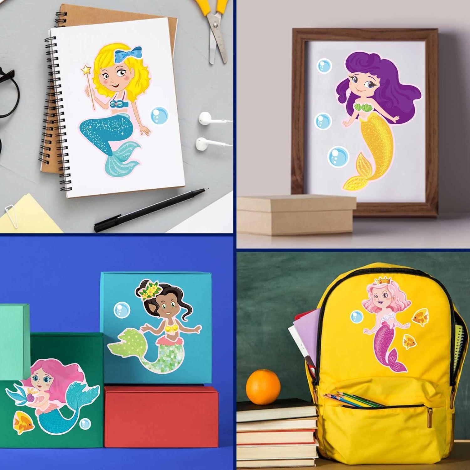 24 Hojas Stickers Sirena DUJAA para Niños y Manualidades
