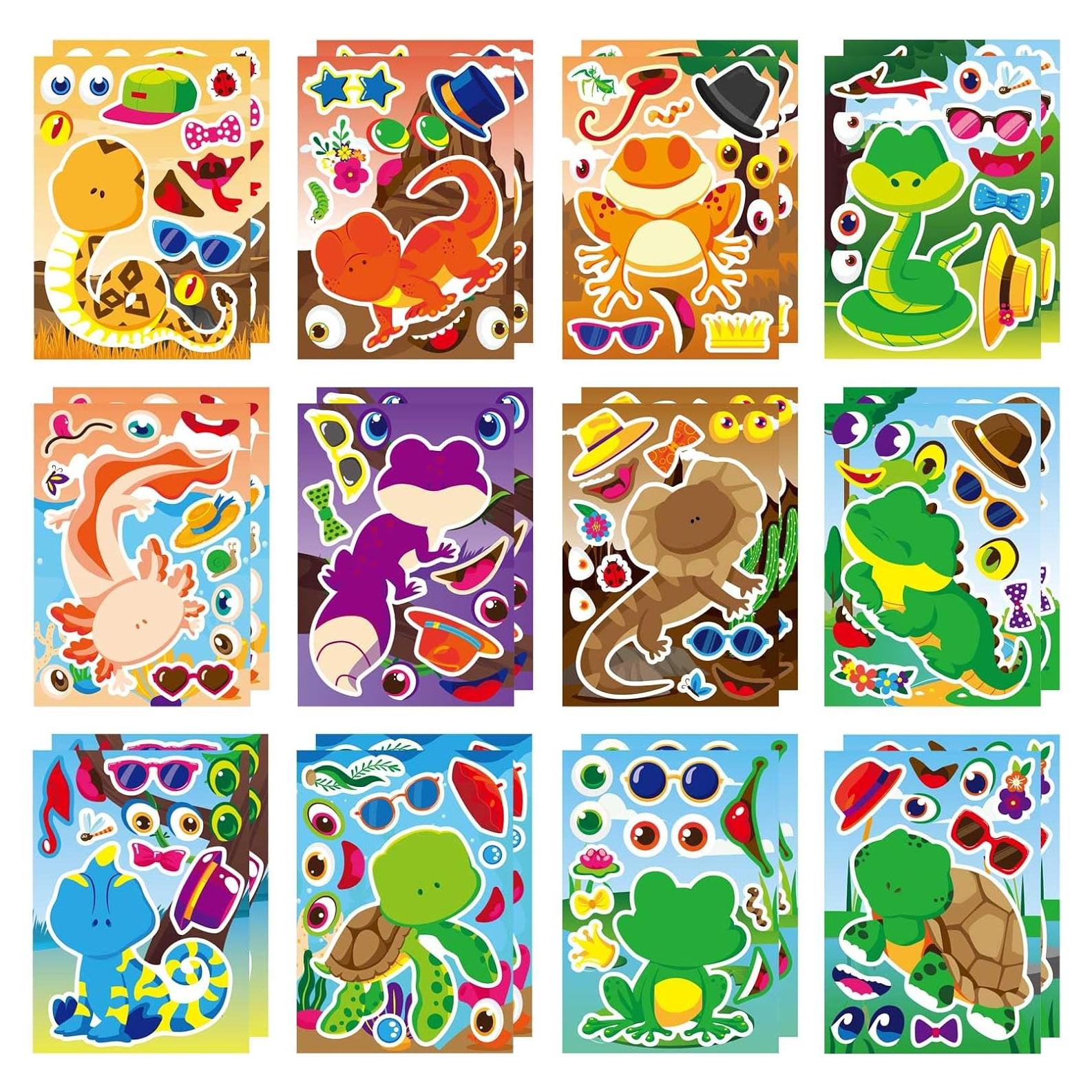 24 Pegatinas de Animales Reptiles DUJAA para Niños