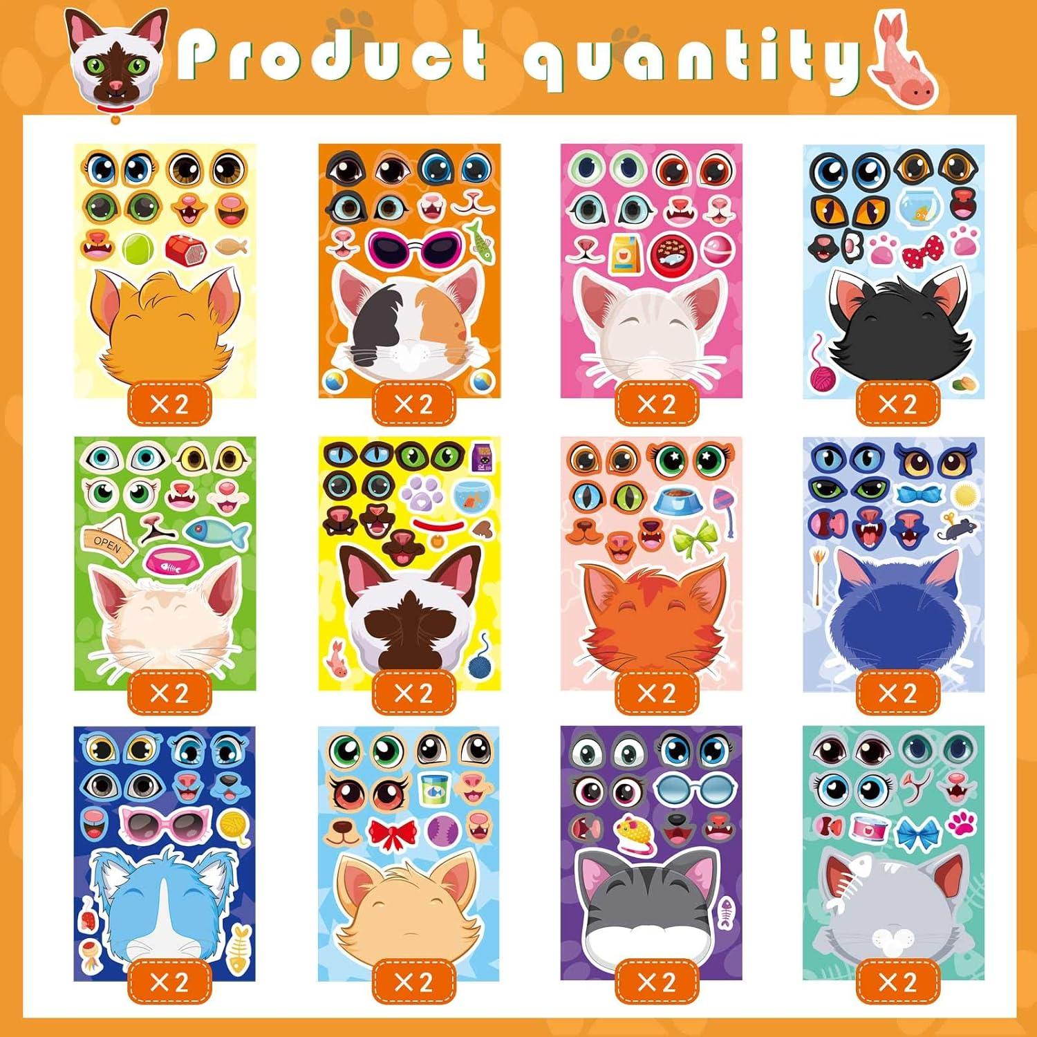 24 Stickers de Gatos DUJAA para Niños - Manualidades Creativas