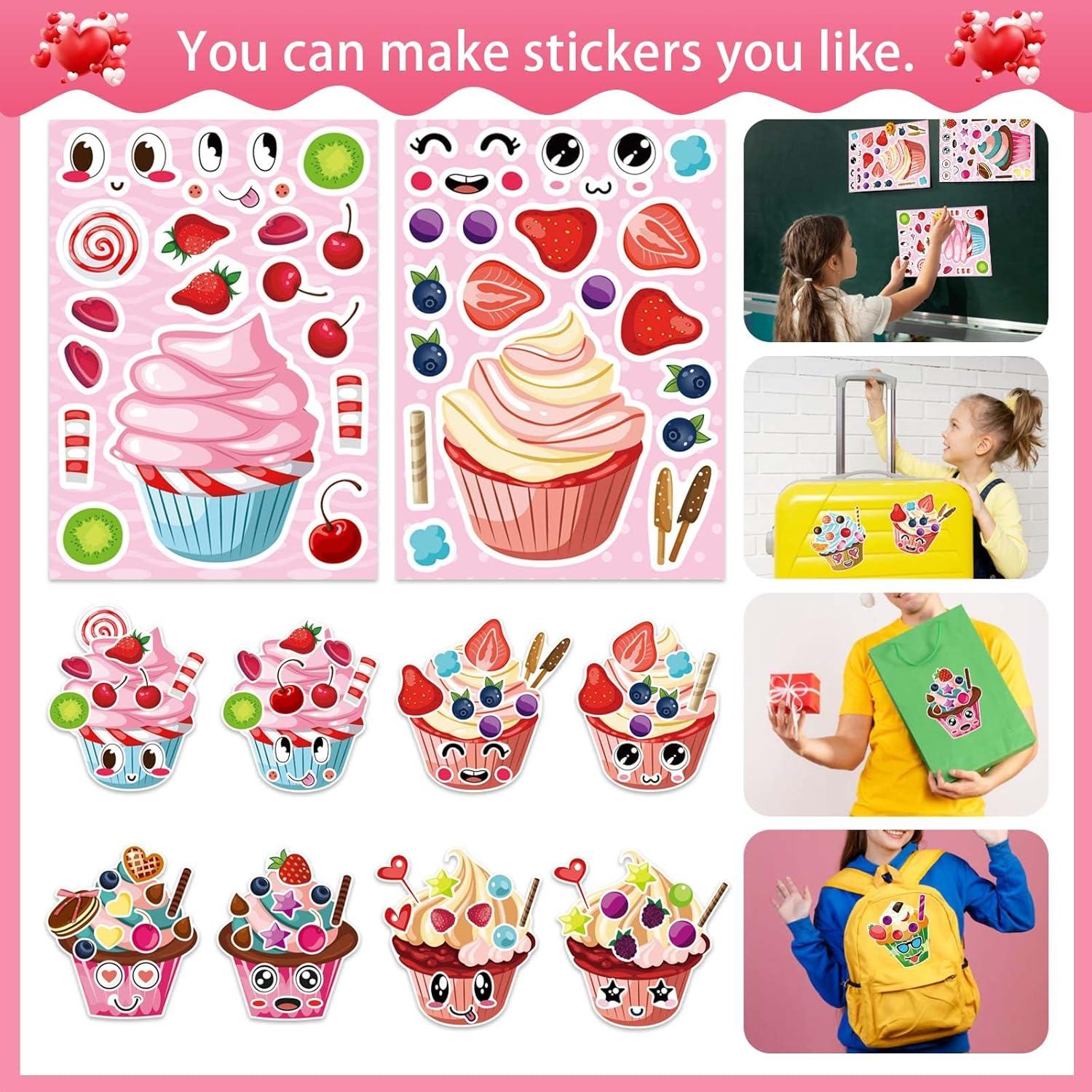 Stickers de Cupcake DUJAA 24 Hojas para Niños DIY