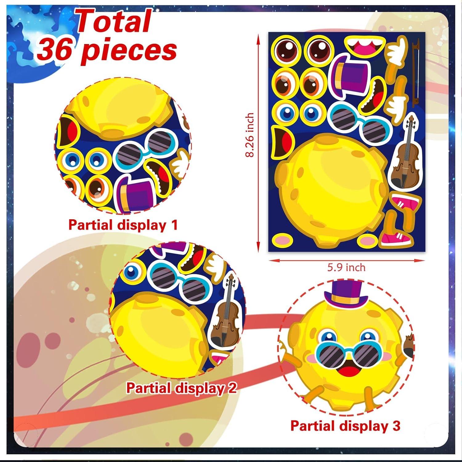 Stickers Espaciales DUJAA 24 Hojas para Niños Creativos