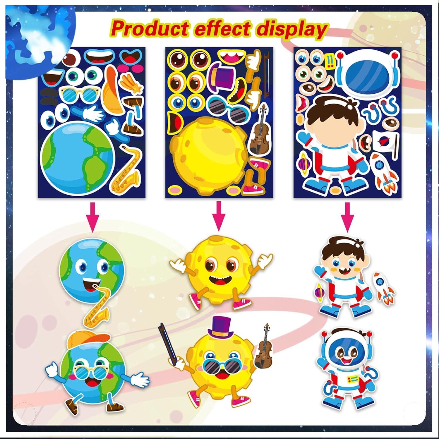 Stickers Espaciales DUJAA 24 Hojas para Niños Creativos