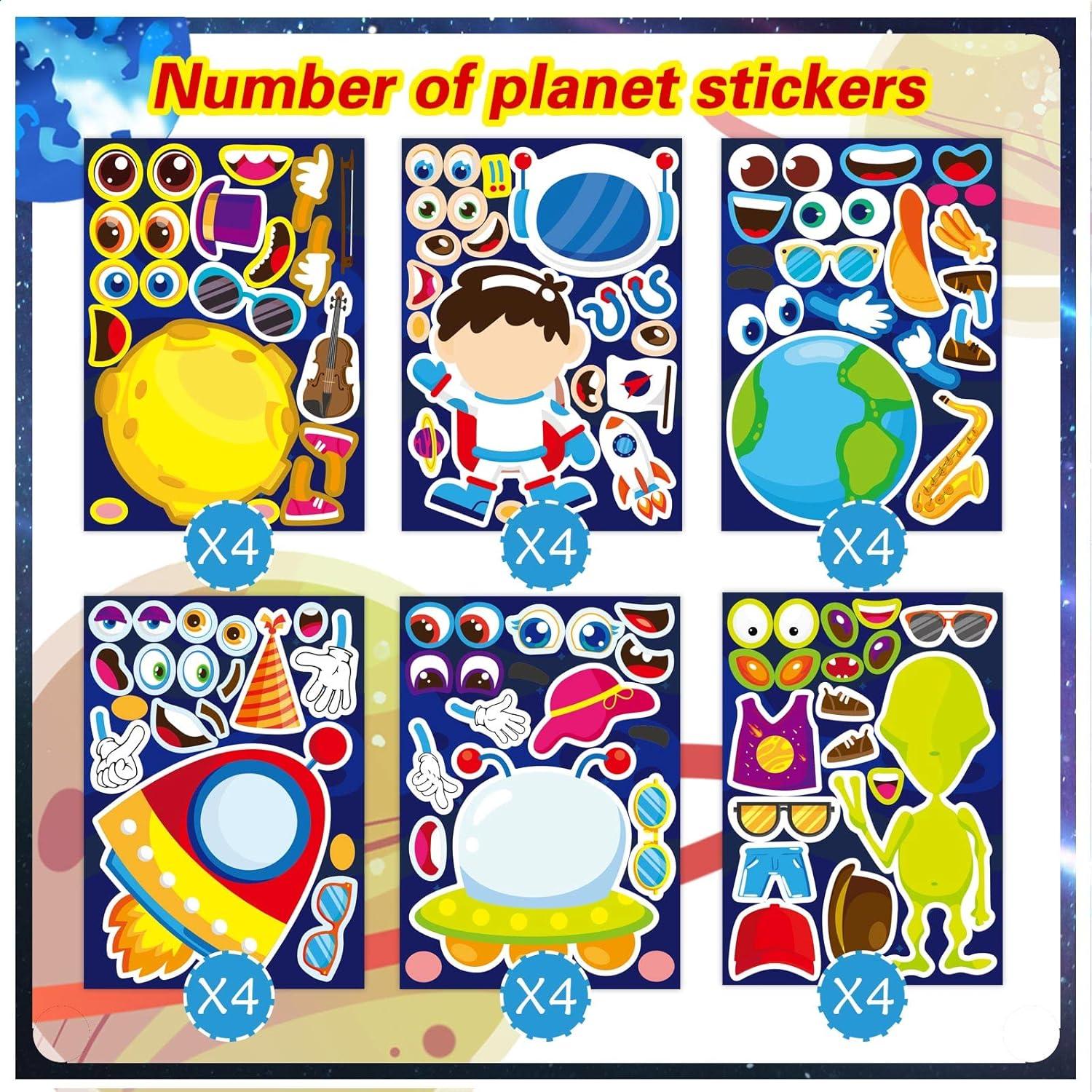 Stickers Espaciales DUJAA 24 Hojas para Niños Creativos