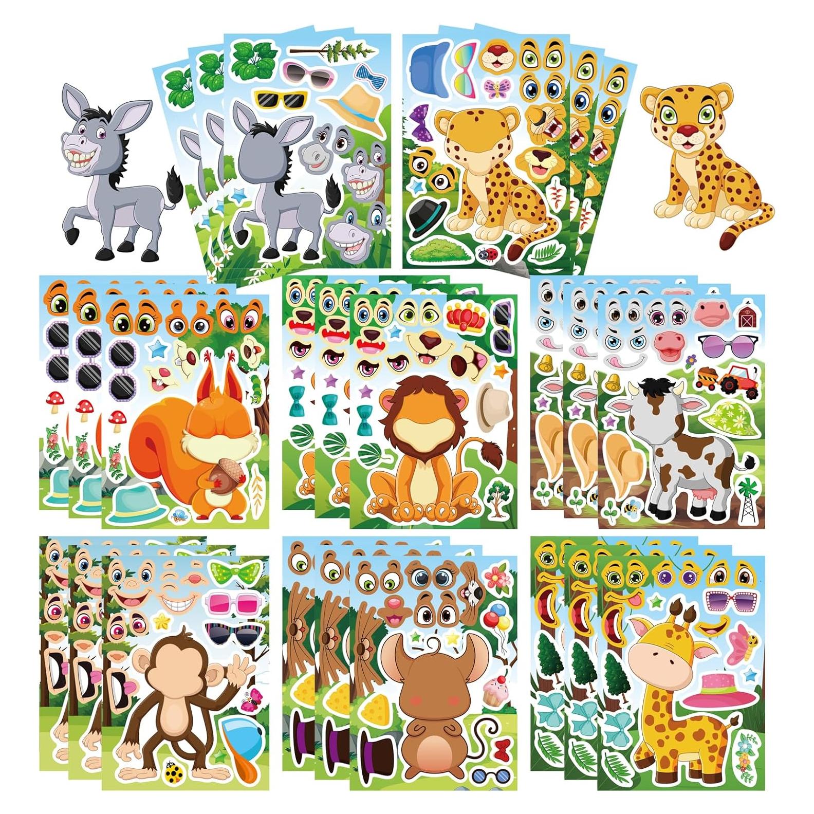 24 Hojas Stickers Animales DUJAA para Niños - Fiesta y Recompensas