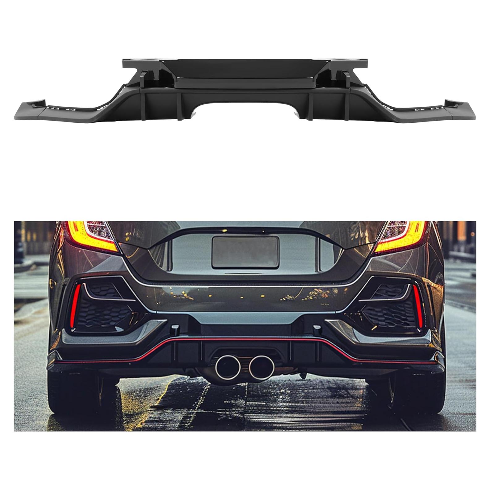 Difusor de Parachoques Trasero Honda Civic 2016-2021 Negro Mate