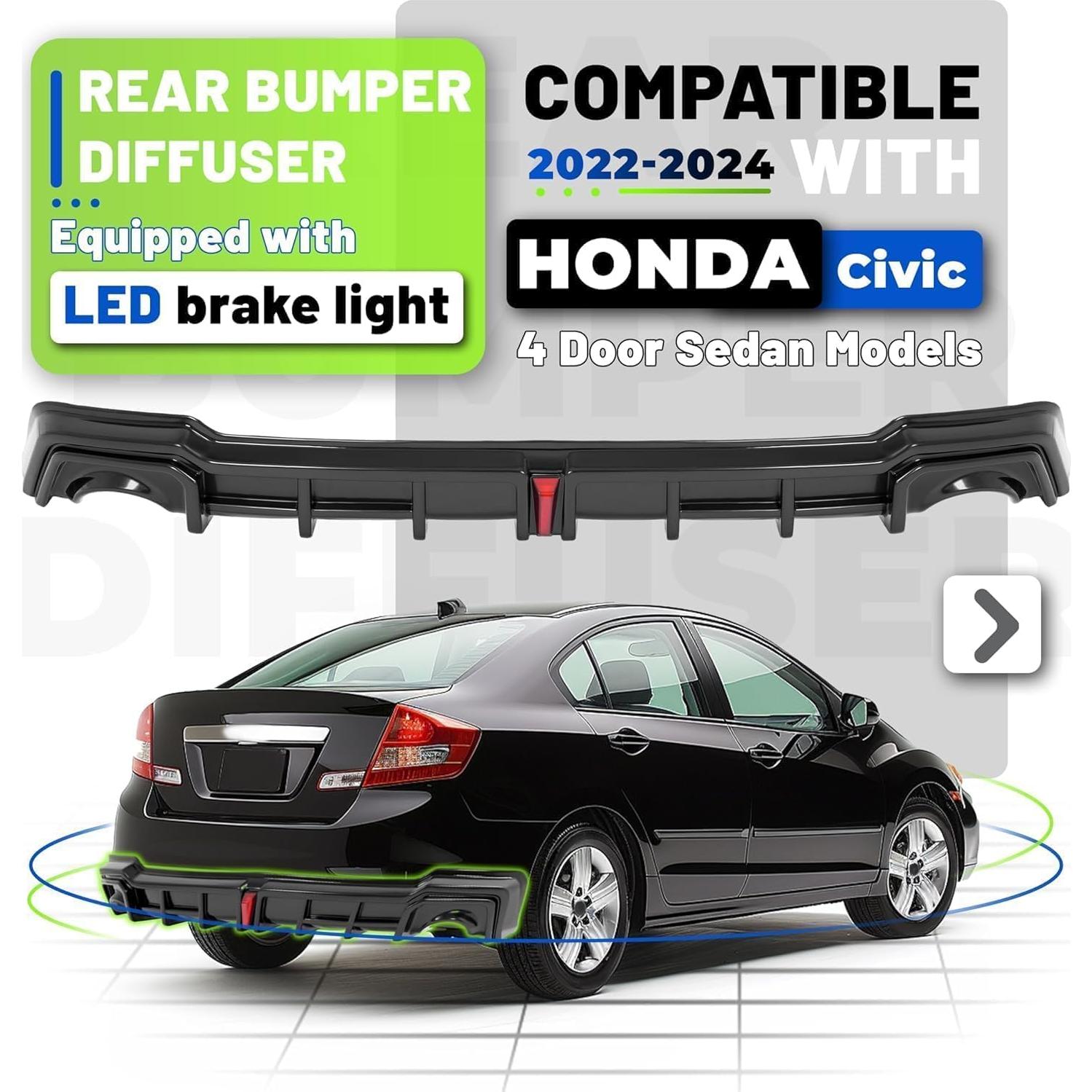 Difusor de Parachoques Trasero JMTAAT para Honda Civic 2022-2024