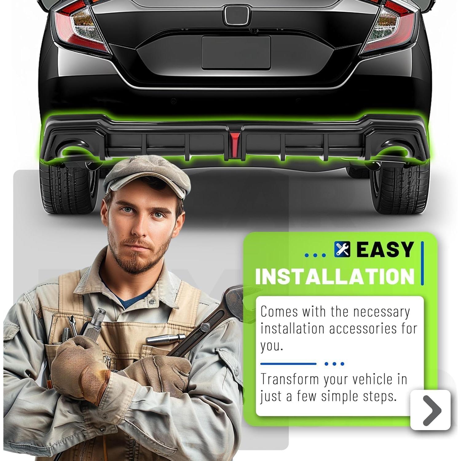 Difusor de Parachoques Trasero JMTAAT para Honda Civic 2022-2024