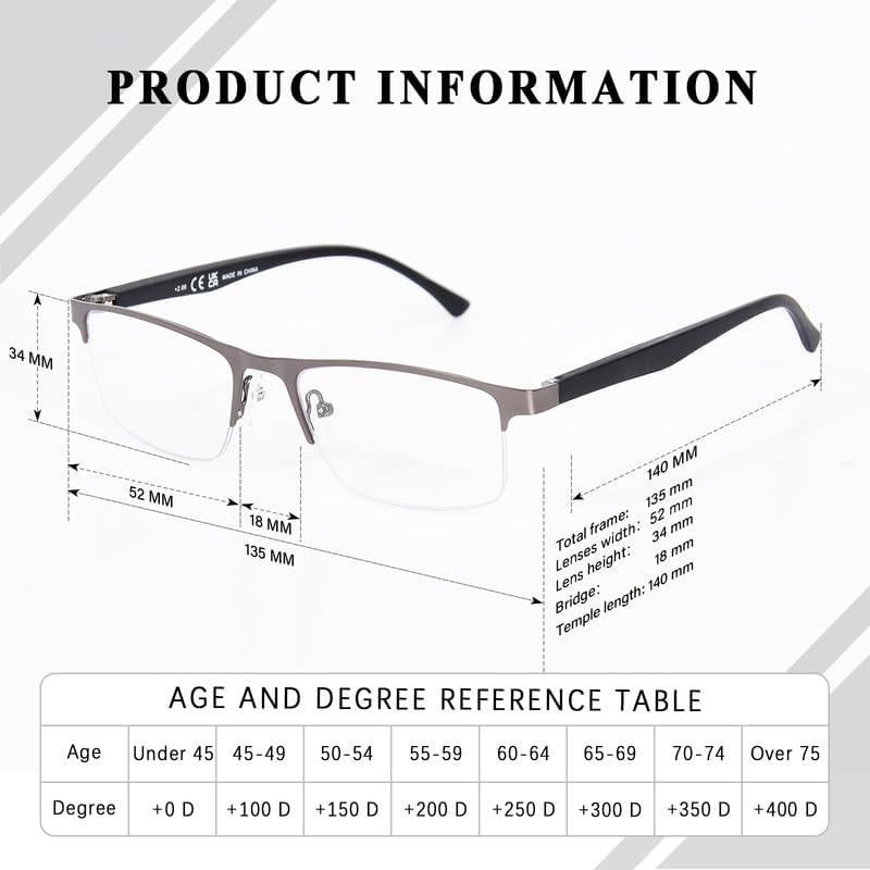 Gafas Bifocales FONHCOO Semi-Montura Anti Luz Azul 1.0x