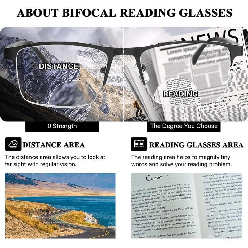 Gafas Bifocales FONHCOO Semi-Montura Anti Luz Azul 1.0x