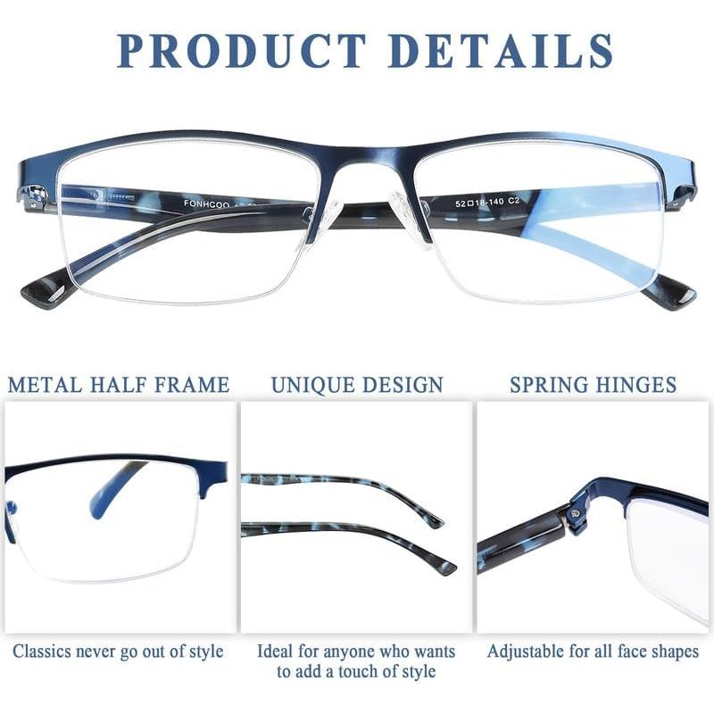 Gafas Bifocales FONHCOO Semi-Montura Anti Luz Azul 1.5x