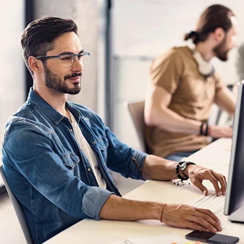 Gafas Bifocales FONHCOO Semi-Montura Anti Luz Azul 2.0x