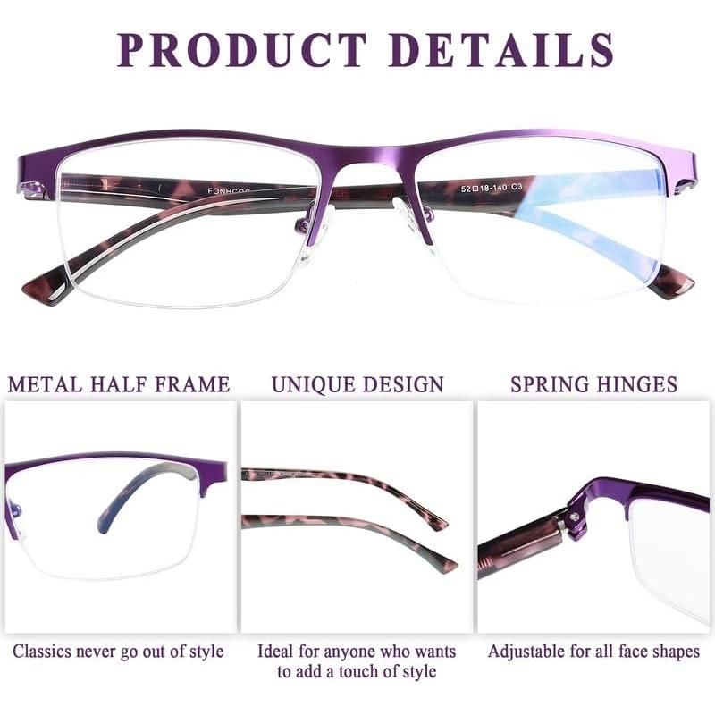 Gafas Bifocales FONHCOO Semi-Montura Anti Luz Azul 1.5x