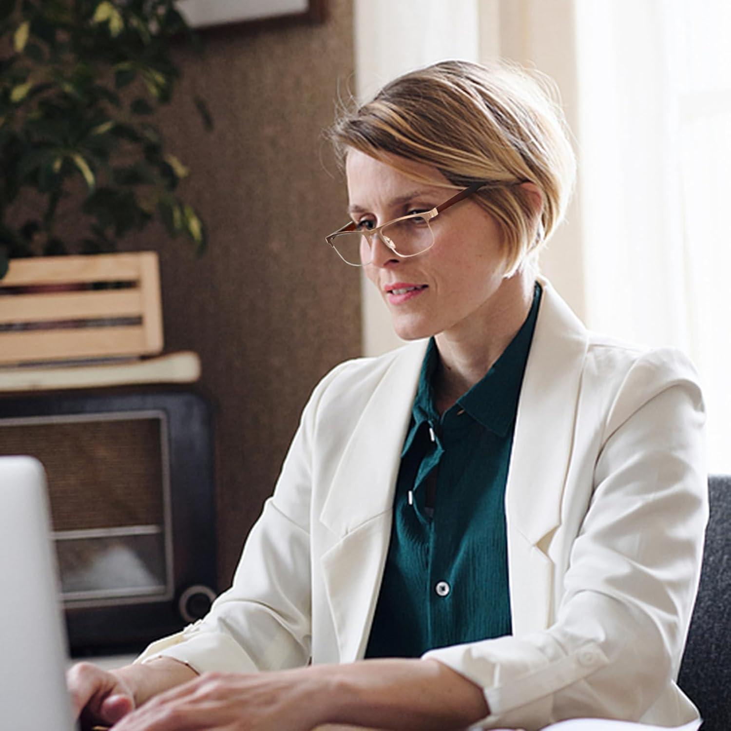 Gafas Bifocales FONHCOO Oro Anti Luz Azul 1.0x