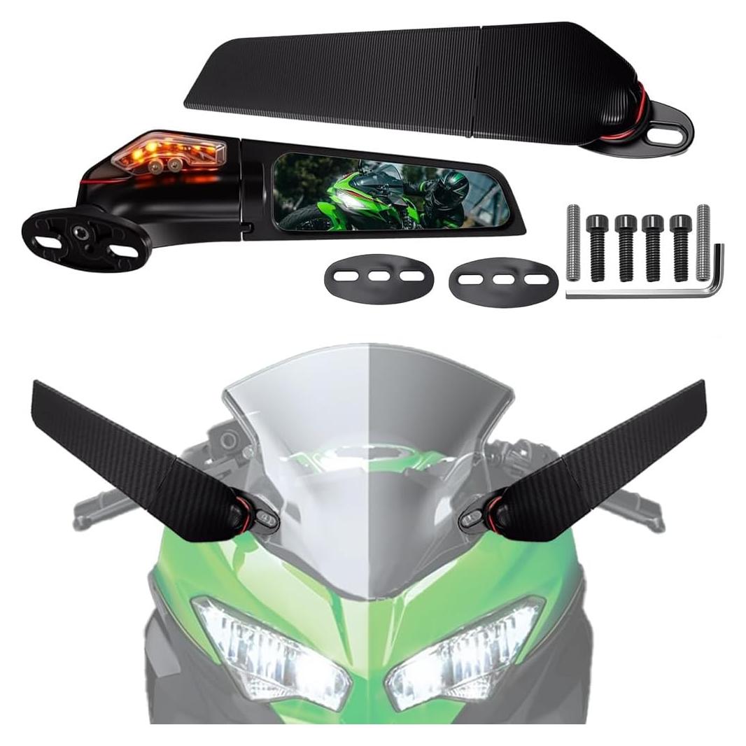 Espejos Retrovisores LED VORIPO para Motocicleta Ajustables