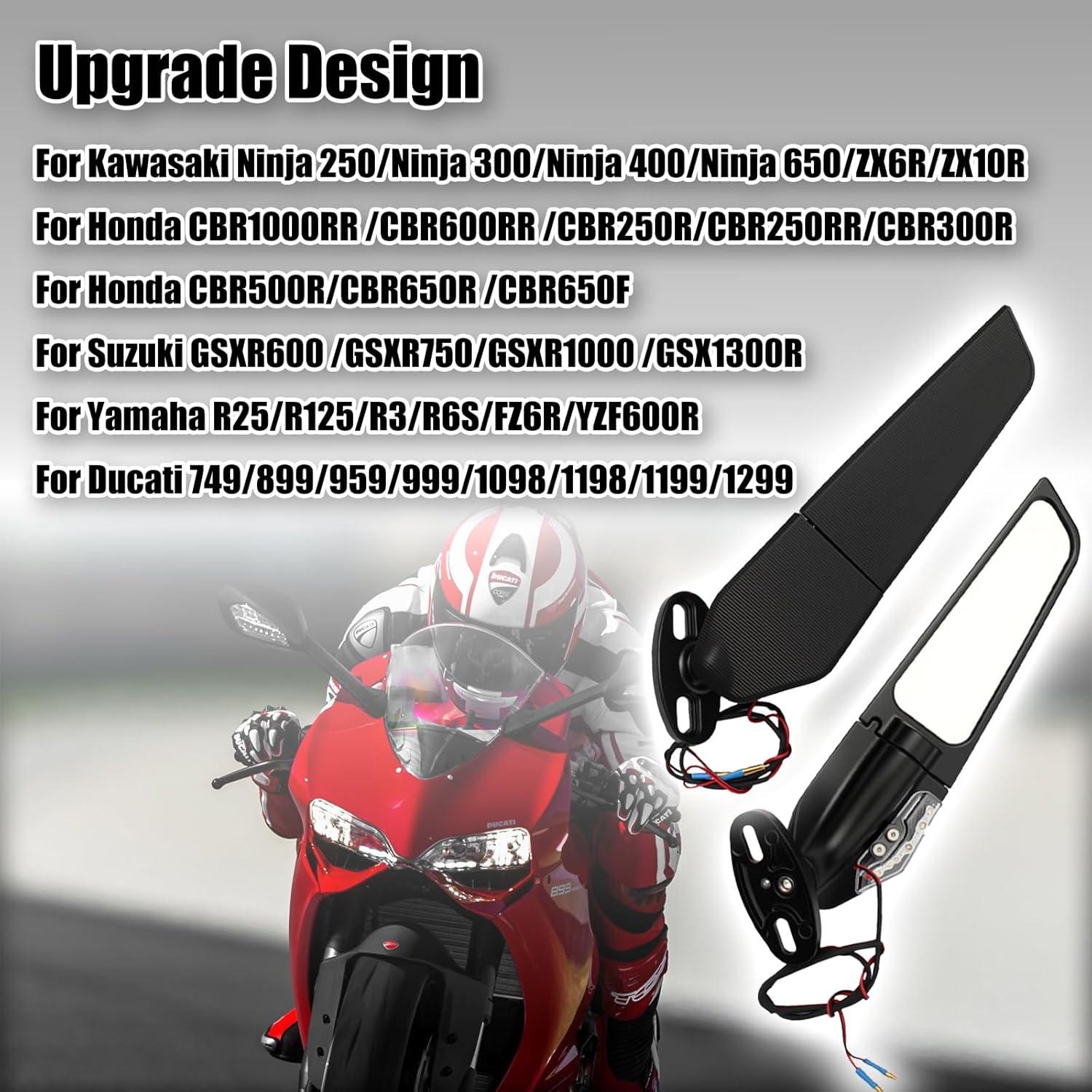 Espejos Retrovisores LED VORIPO para Motocicleta Ajustables