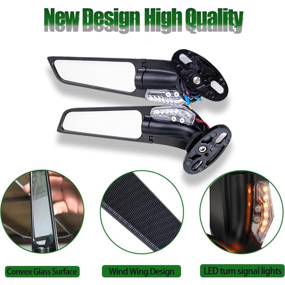 Espejos Retrovisores LED VORIPO para Motocicleta Ajustables