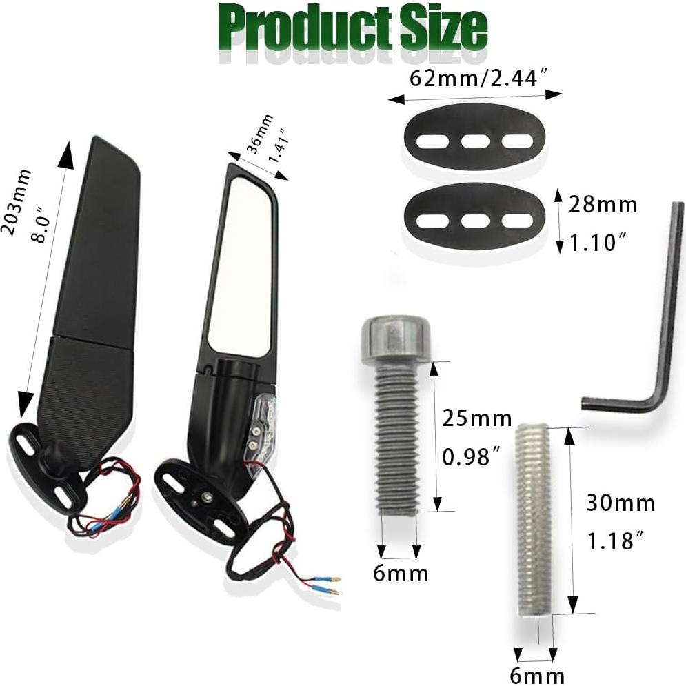 Espejos Retrovisores LED VORIPO para Motocicleta Ajustables